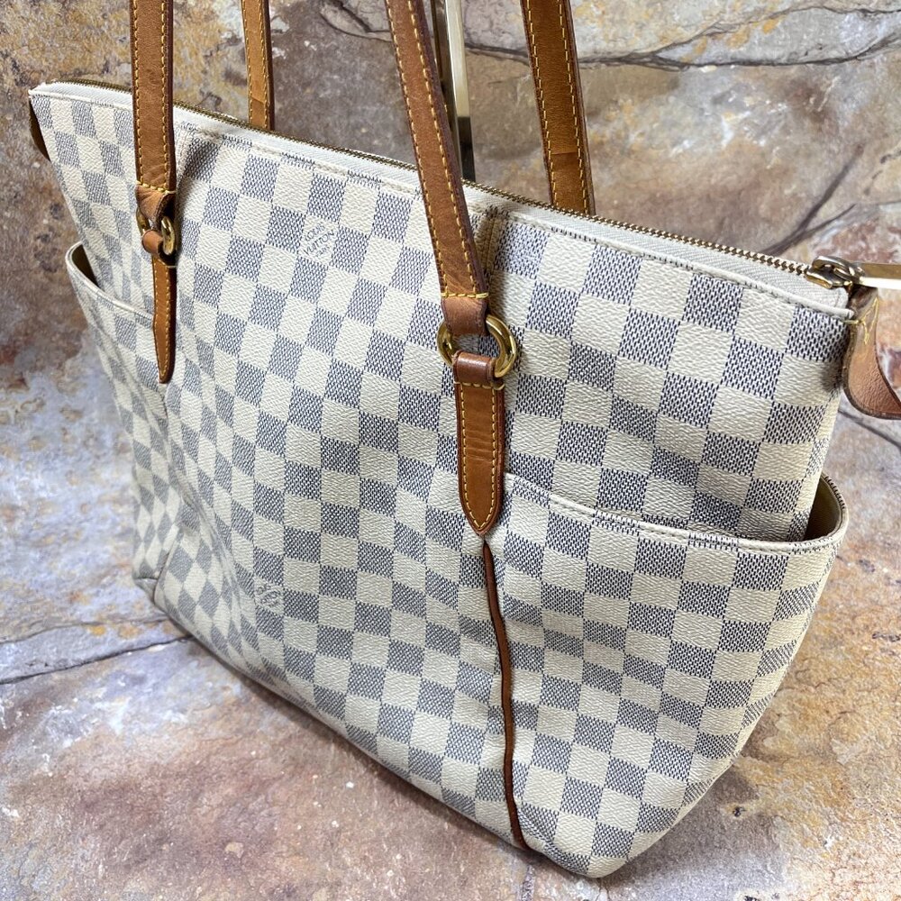 Louis Vuitton Totally MM Tote Bag Canvas Damier Azur Shoulder Bag - Picture 4 of 14
